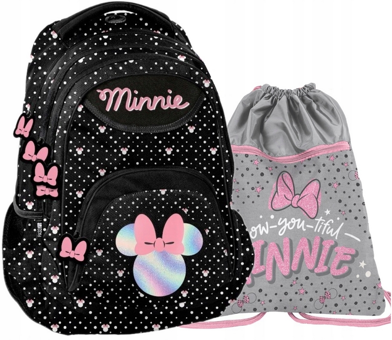 Školský batoh Minnie Mouse s vakom na topánky pre dievčatká